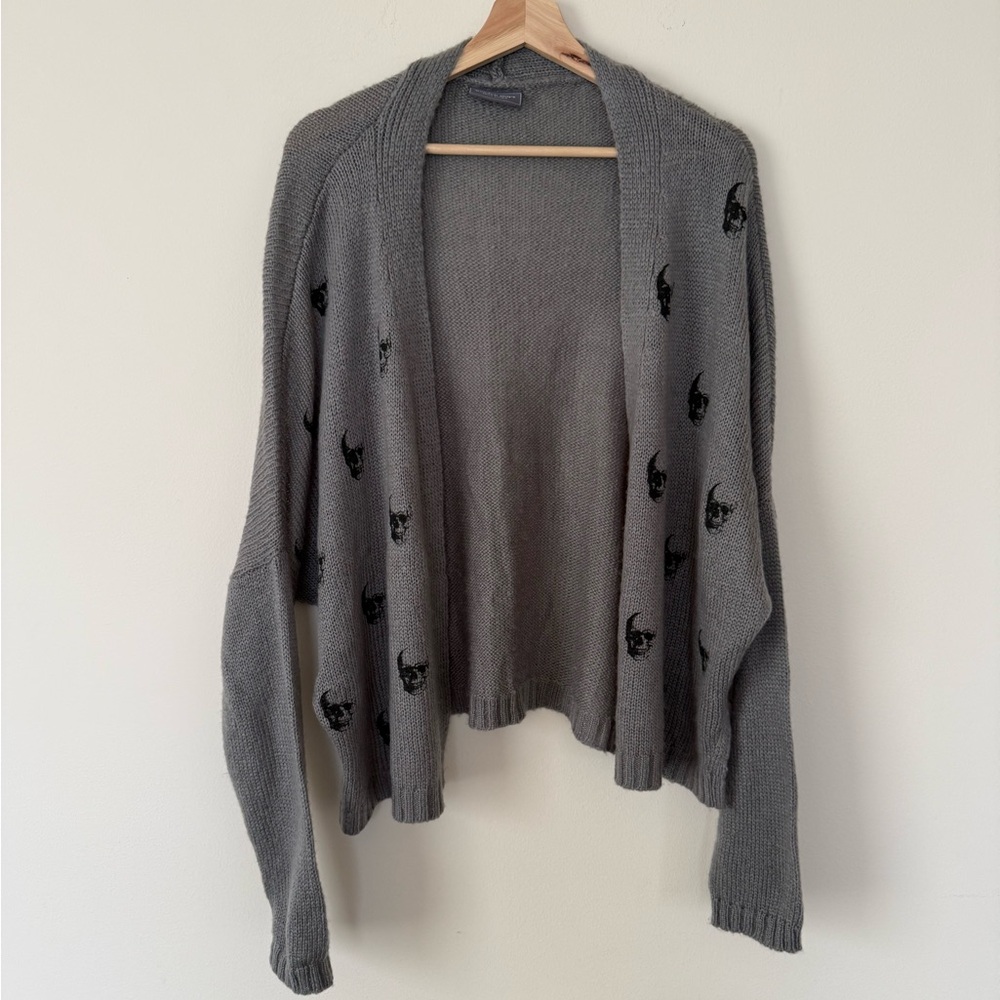 Wooden Ships Skull Print Drop Shoulder Cardigan Size M/L